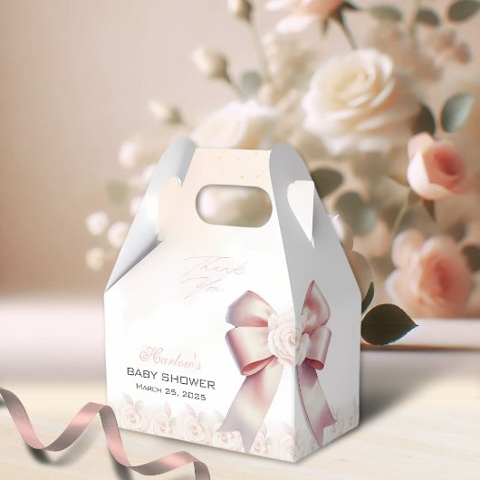 Pink Bow floral Baby shower Bedankdoosjes