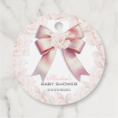 Pink Bow floral Baby shower Bedankjes Labels (Achterkant)