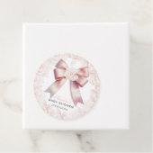 Pink Bow floral Baby shower Bedankjes Labels (In situ)