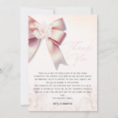 Pink Bow Floral Baby shower Bedankkaart (Voorkant)
