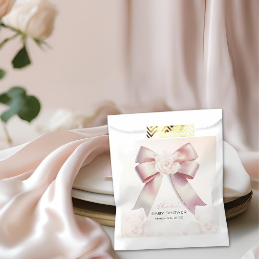 Pink Bow floral Baby shower Bedankzakje