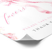 Pink Bow Floral Baby Shower Favors Table Sign Poster (Hoek)