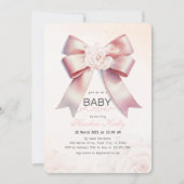 Pink Bow floral Baby shower Kaart (Voorkant)