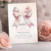 Pink Bow floral Baby shower Kaart