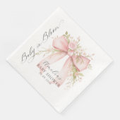 Pink Bow Floral Baby Shower Paper Napkin Servet (Hoek)
