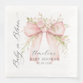Pink Bow Floral Baby Shower Paper Napkin Servet (Voorkant)