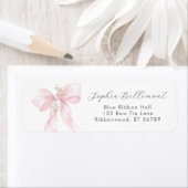 Pink Bow Floral Baby shower retouradres Etiket (Insitu)