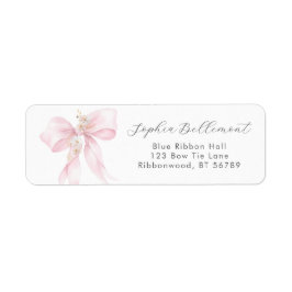 Pink Bow Floral Baby shower retouradres Etiket