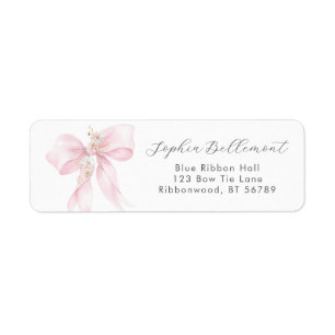 Pink Bow Floral Baby shower retouradres Etiket