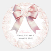 Pink Bow floral Baby shower Ronde Sticker (Voorkant)