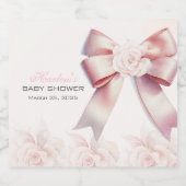 Pink Bow floral Baby shower Sparkling Wijnetiket (Enkel label)