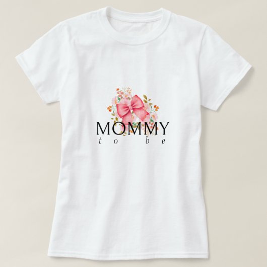 Pink Bow Floral baby shower T-shirt (Design voorkant)