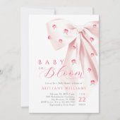Pink Bow Floral Baby shower Uitnodiging (Voorkant)