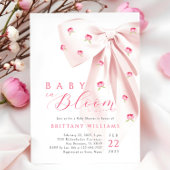 Pink Bow Floral Baby shower Uitnodiging