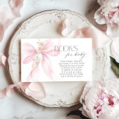 Pink Bow Floral Boek voor baby ticket Informatiekaartje