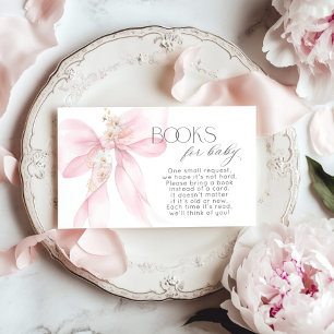 Pink Bow Floral Boek voor baby ticket Informatiekaartje