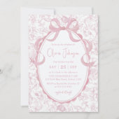 Pink Bow Floral Chinoiserie Vrijgezellenfeest Kaart (Voorkant)