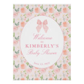 Pink Bow Floral Coquette Baby shower Welkomstbord Perfect Poster (Voorkant)