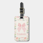 Pink Bow Floral Coquette Esthetische School Tas La Bagagelabel (Voorkant verticaal)