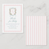 Pink Bow Floral Crest Books for Baby Informatiekaartje (Voorkant / Achterkant)