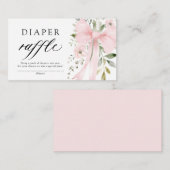 Pink Bow Floral Girl Baby Shower Diaper Raffle Informatiekaartje (Voorkant / Achterkant)