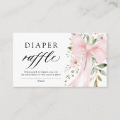 Pink Bow Floral Girl Baby Shower Diaper Raffle Informatiekaartje (Voorkant)