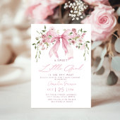 Pink Bow Floral Girl Baby Shower Kaart