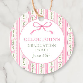 Pink Bow Floral Graduation Bedankjes Labels