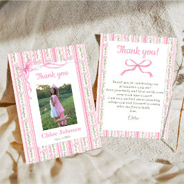 Pink Bow Floral Graduation Bedankkaart