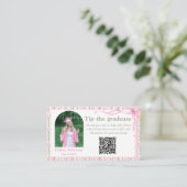 Pink Bow Floral Graduation Informatiekaartje (Staand voorkant)