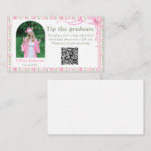 Pink Bow Floral Graduation Informatiekaartje (Voorkant / Achterkant)