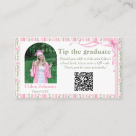 Pink Bow Floral Graduation Informatiekaartje