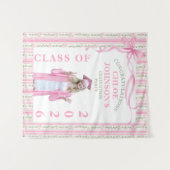 Pink Bow Floral Graduation Wandkleed (Voorkant (horizontaal))