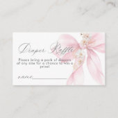 Pink Bow Floral Luier verloting ticket Informatiekaartje (Voorkant)