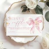 Pink Bow Floral Luier verloting ticket Informatiekaartje