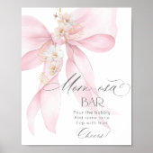 Pink Bow floral Momosa bar waterverf Poster (Voorkant)