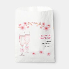 Pink Bow Floral Petals and Prosecco Bridal Shower  Bedankzakje