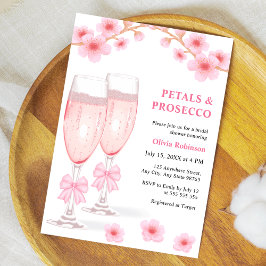 Pink Bow Floral Petals and Prosecco Bridal Shower  Kaart