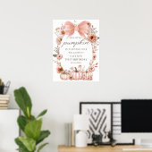 Pink Bow Floral Pumpkin Birthday Welcome Poster (Thuiskantoor)