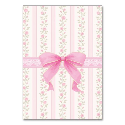 Pink Bow Floral Roses Seating Chart Table Number Kaart (Achterkant)