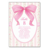 Pink Bow Floral Roses Seating Chart Table Number Kaart (Voorkant)