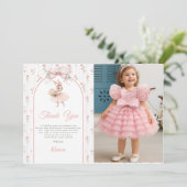 Pink Bow & Floral Some Bunny is One 1st Birthday Bedankkaart (Staand voorkant)