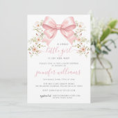 Pink Bow Floral Spring Baby Girl Shower Kaart (Staand voorkant)