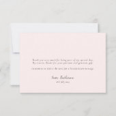 Pink Bow Floral Vrijgezellenfeest Bedankkaart (Achterkant)