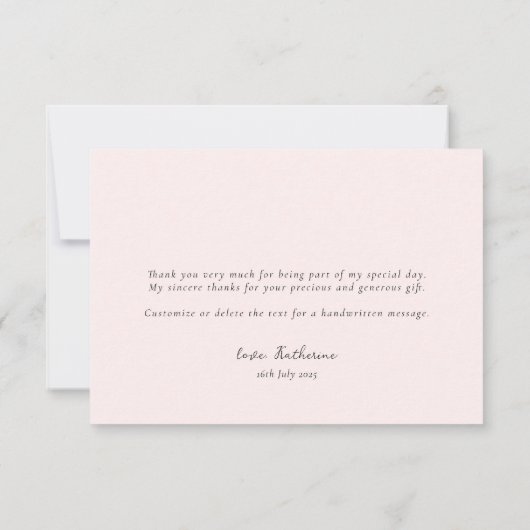 Pink Bow Floral Vrijgezellenfeest Bedankkaart (Achterkant)