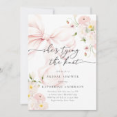 Pink Bow Floral Vrijgezellenfeest Kaart (Voorkant)