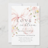 Pink Bow Floral Vrijgezellenfeest Kaart (Voorkant)