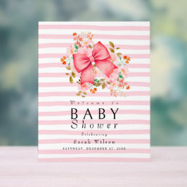 Pink Bow Floral waterverf baby shower Acryl Bord