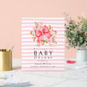 Pink Bow Floral waterverf baby shower Acryl Bord (Huwelijk)