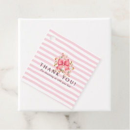 Pink Bow Floral Waterverf baby shower Bedankjes Labels